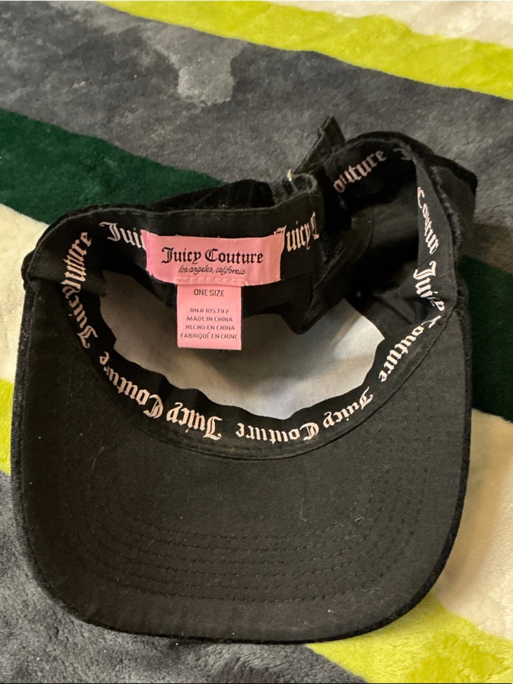 Juicy Couture Black Velvet Rhinestone Logo Cap - Picture 5 of 8